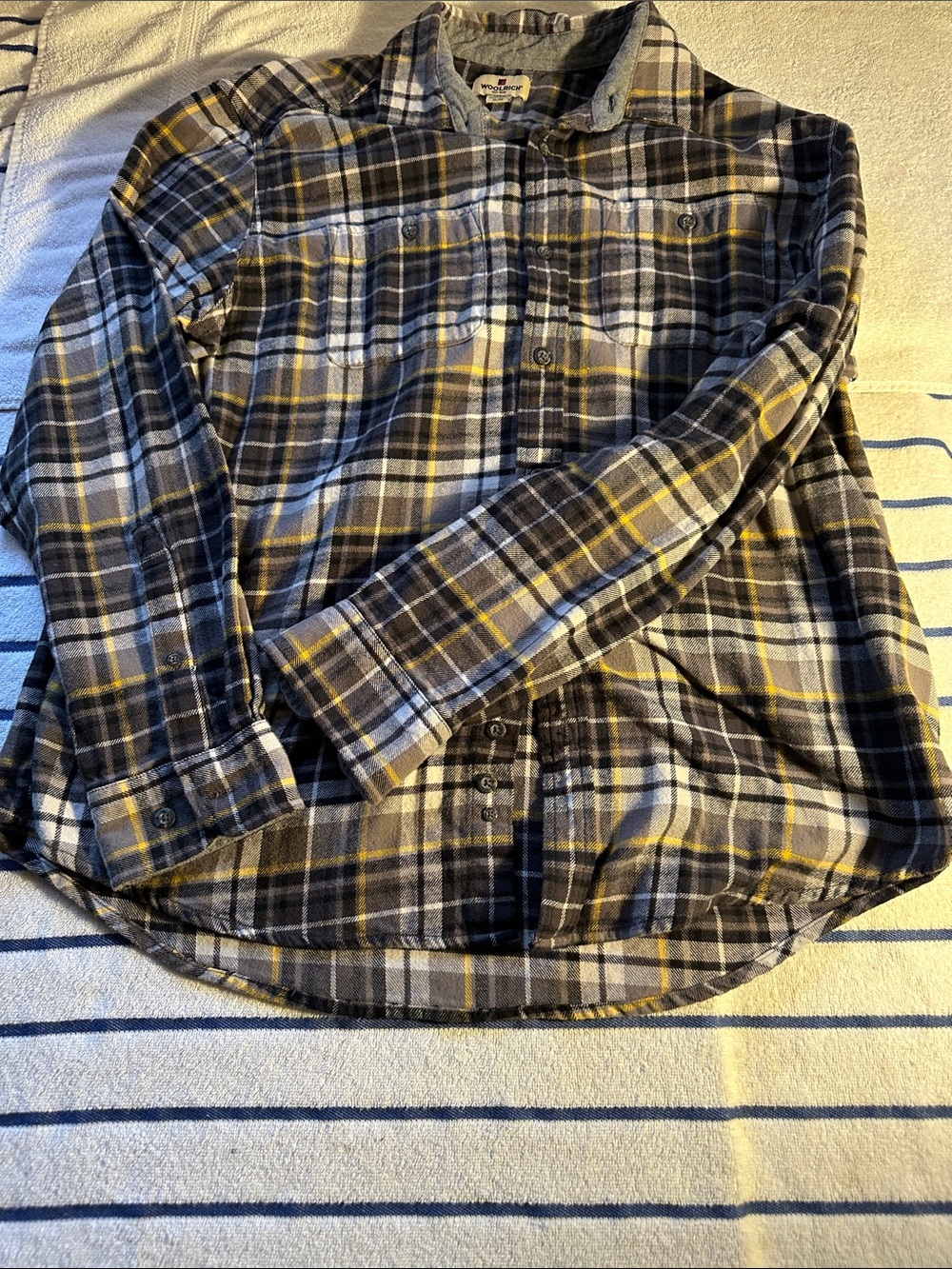 Woolrich Men's Plaid Button-Down Shirt - Black, Gray & Yellow